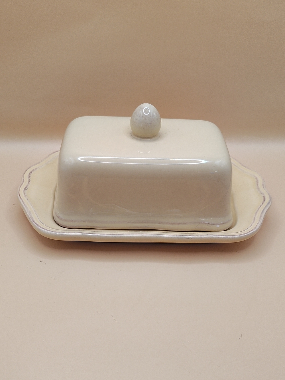 Vintage Large Ceramic Oversized Butter Dish with Lid - Yellow